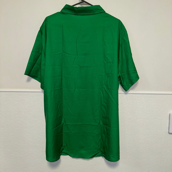 Button-Up Shirt Green/Yellow Size XXL with Shamrock Print Irish Clover NEW - Picture 3 of 10